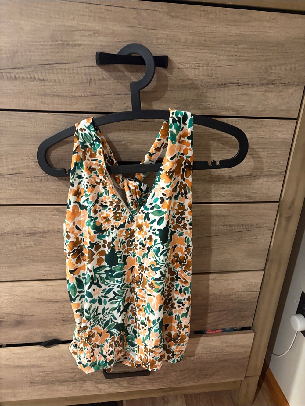 Joie Floral V-Neck Sleeveless Blouse in Green, Orange & White